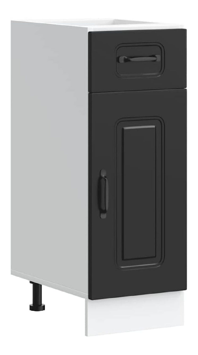 Kuchenunterschrank Kalmar Schwarz Holzwerkstoff 30x46x81,5 cm mit verstellbaren Fu en und viel Stauraum, Kuchenschrank mit Schubladen fur Moderne Kuche und Vorratsschrank Nutzung