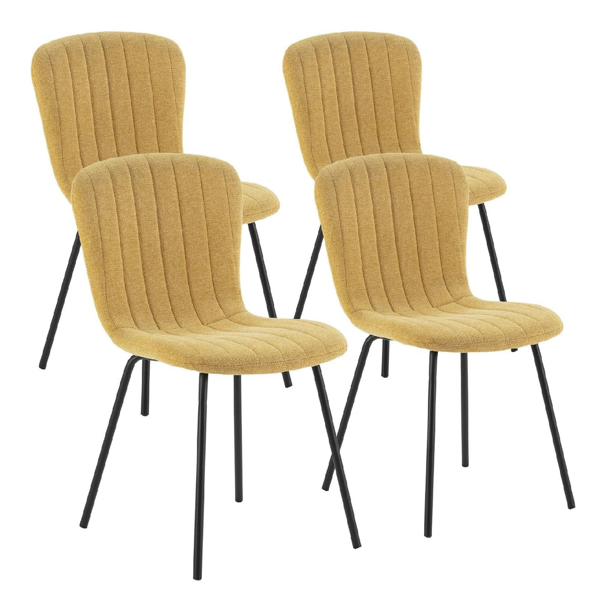 LIVING Set mit 4 Esszimmerstuhlen Lucky Senf, SGS-zertifiziert, 46 cm (B) x 57 cm (T) x 85 cm (H)