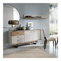 Wohnzimmer Esszimmer Set modern grau Eiche, mit Sideboard und Wandregal