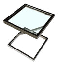 Luxus Beistelltisch Silber 45 x 45 x H. 50 cm - Edelstahl Tisch mit Glasplatte - Wohnzimmermobel