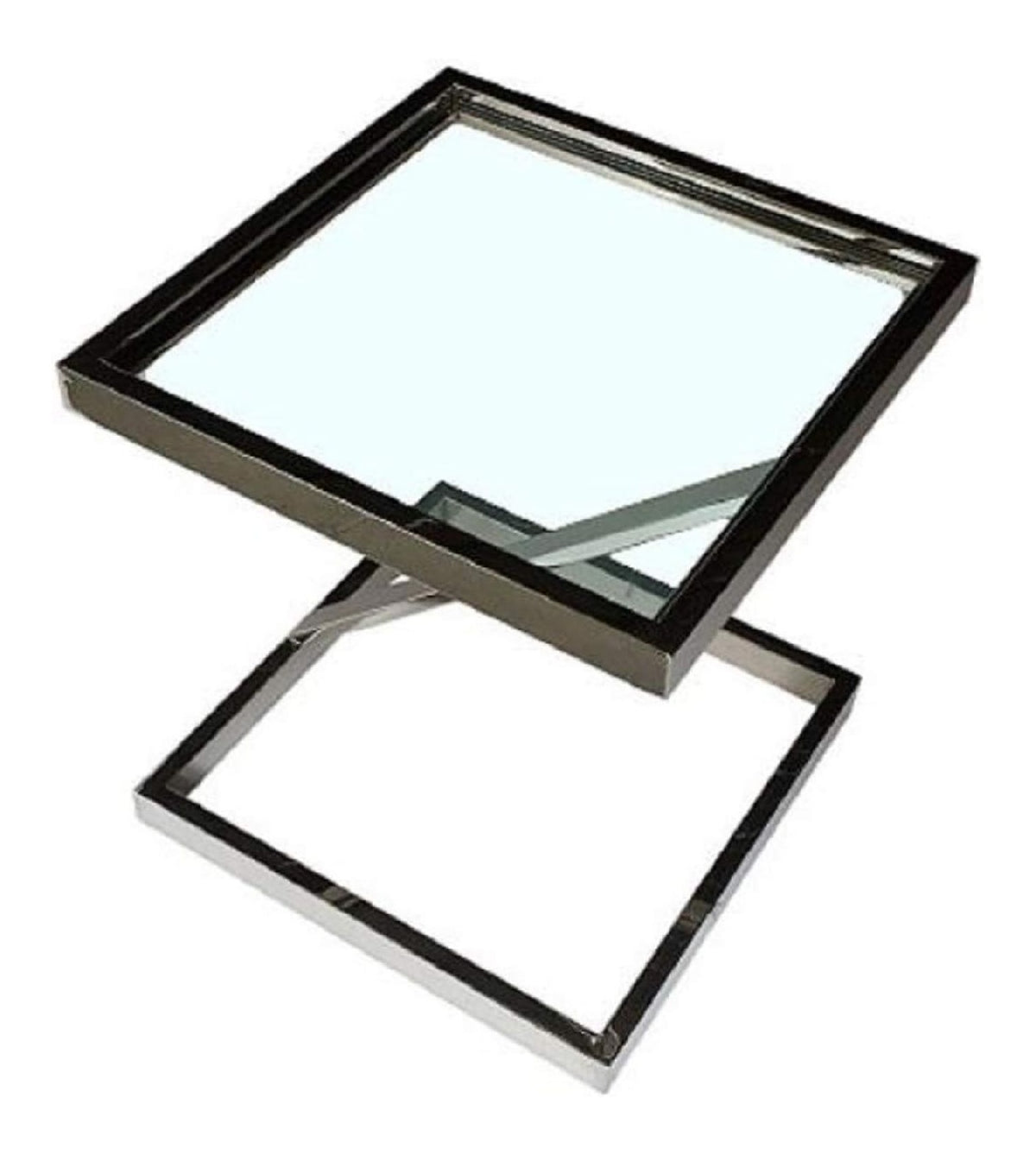 Luxus Beistelltisch Silber 45 x 45 x H. 50 cm - Edelstahl Tisch mit Glasplatte - Wohnzimmermobel
