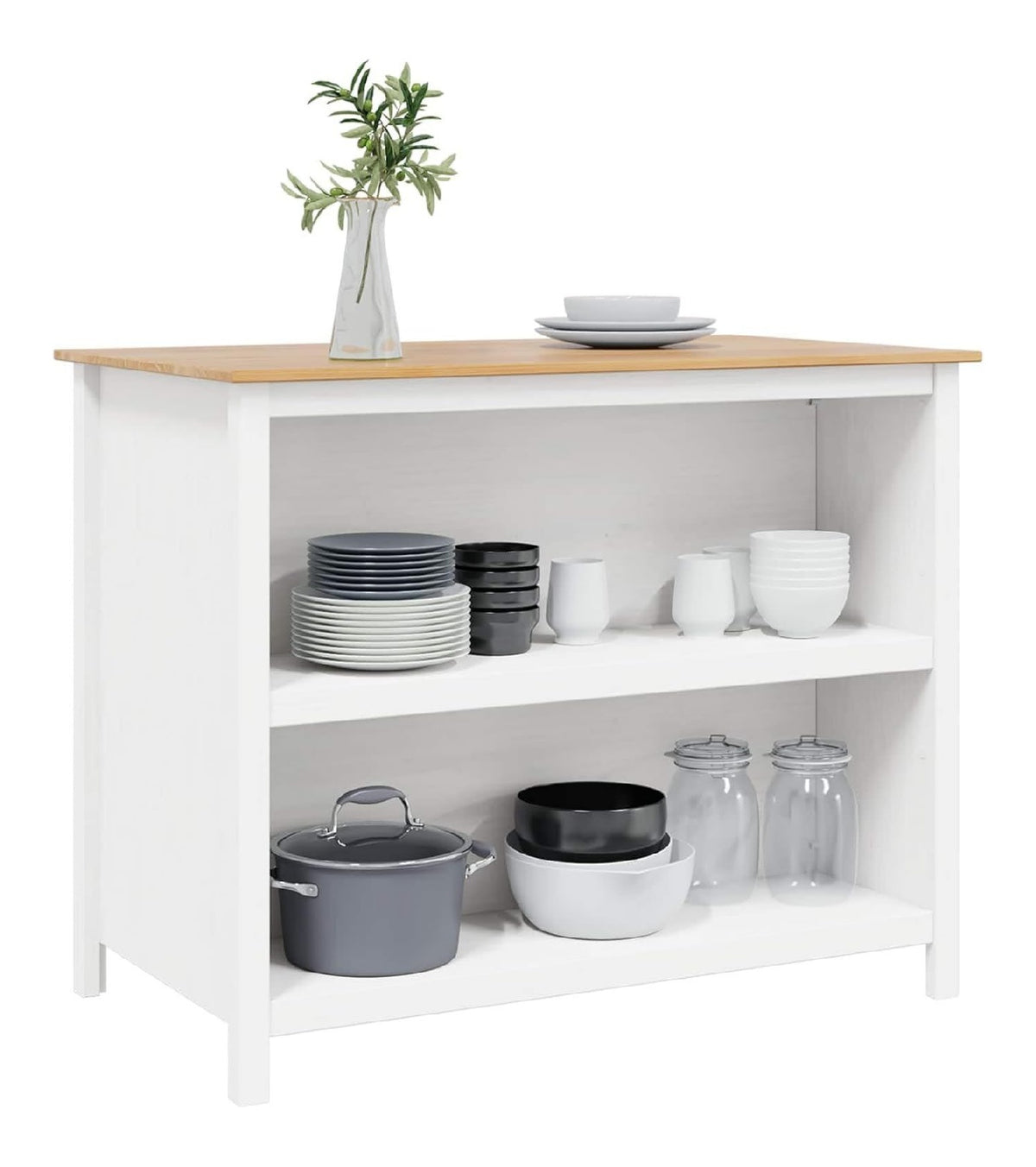 Kucheninseln Hill Wei 112 x 66 x 90 cm Massives Kiefernholz