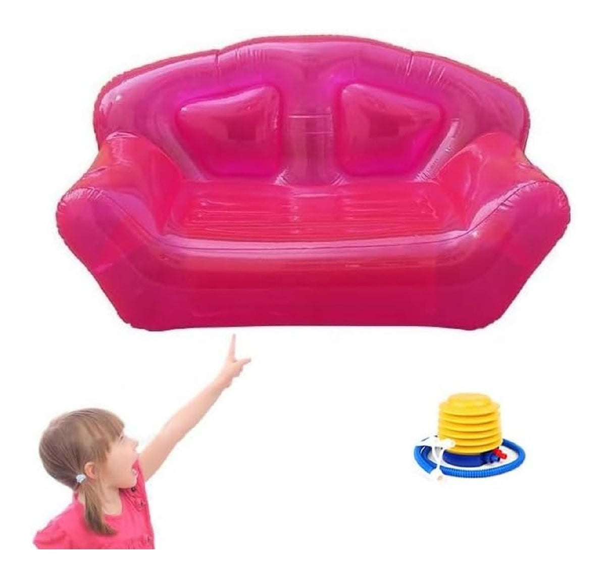 Transparente klare aufblasbare Sofa Double Person PVC Sofa Blow Up Couch Sitzsack Lazy Sofa Stuhl Lounger for Erwachsene Teenager Madchen (Color : Pink, Size : 71x35x37inch)