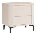 BREATHTAKER Nachtschrank 60, Skandi-Stil Nachtkommode mit 2 Schubladen, abgerundete Ecken, Schlafzimmer, Holzwerkstoff, Kaschmir Beige Holzdekor, 58,6 cm breit x 55,7 cm hoch x 41,3 cm tief