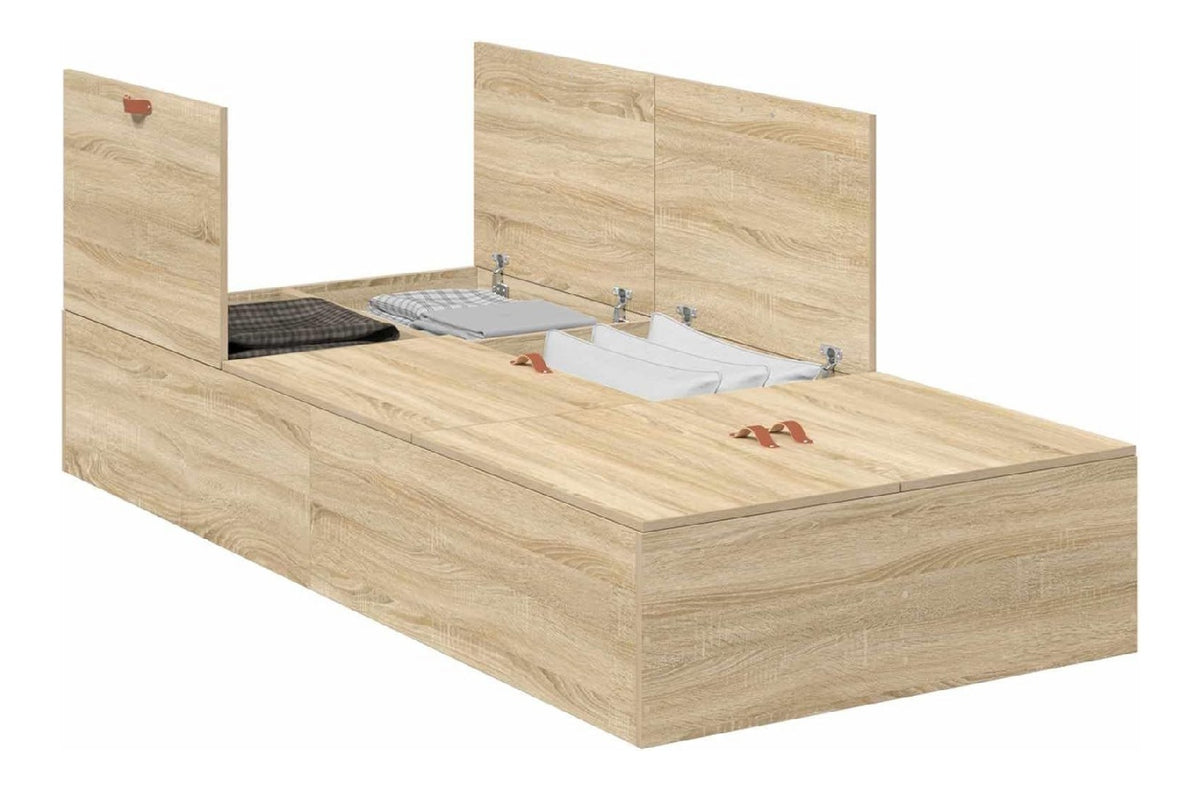 Aufbewahrungsbettgestell Sonoma-Eiche 80 x 200 cm Holzwerkstoff