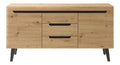 Sideboard in Eiche Artisan und schwarz skandinavisch Anrichte Kommode Wohnzimmer Esszimmer Schrank 160 x 83 cm Ronson (Sideboard)