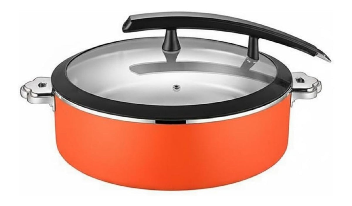 Edelstahl-Chafing-Dish warmespeichernd Buffet-Servierbehalter gro es Fassungsvermogen Edelstahl Buffetwarmer fur Gastronomen, Catering, Orange, 32CM