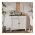 Sideboard mit Holzplatte, Kommode mit 2 Schubladen und 2 Turen, Kuchenschrank Kaffeebar mit Verstellbarer Ablage, Anrichte fur Esszimmer Wohnzimmer Flur, 91x40x82 cm, Wei