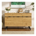 Klein Kommode, 3-Turiges Sideboard in Holzoptik mit Metallbeinen, Schrank fur Wohnzimmer, Esszimmer, Flur geeignet