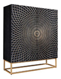 Highboard ILLUSION - 120cm - schwarz gold - Mangoholz mit Stauraum