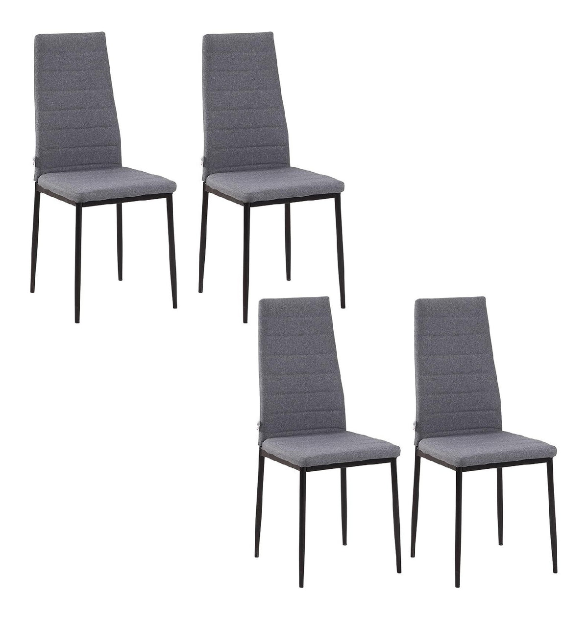 Moderne Esszimmerstuhle 4er-Set, Leinenstoff, Metallbeine Grau