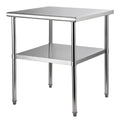 Kommerzieller Edelstahltisch 76,2 x 76,2 x 91,4 cm, Edelstahl Zweilagiger Arbeitstisch Zerlegetisch Gastro 226 kg + 136 kg Tragfahigkeit, Gewerbe Kuchentisch, Zubereitungstisch Kuchenmobel