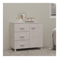 Hamar Sideboard wei , 90 x 40 x 80 cm, massives Kiefernholz, Schubladenschrank mit 1 Tur und 3 ausziehbaren Schubladen, geraumige Aufbewahrung fur tagliche Essentials, robuste Tischplatte