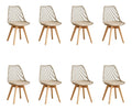 8er Set Moderne Esszimmerstuhle, Gepolsterte Kuchenstuhle Mit Kunstledersitz Und Buchenholzfu en, Netz-Ruckenlehne Mit Ausschnitt, Ergonomisches Design Fur Esszimmer, Wohnzimmer(Khaki)