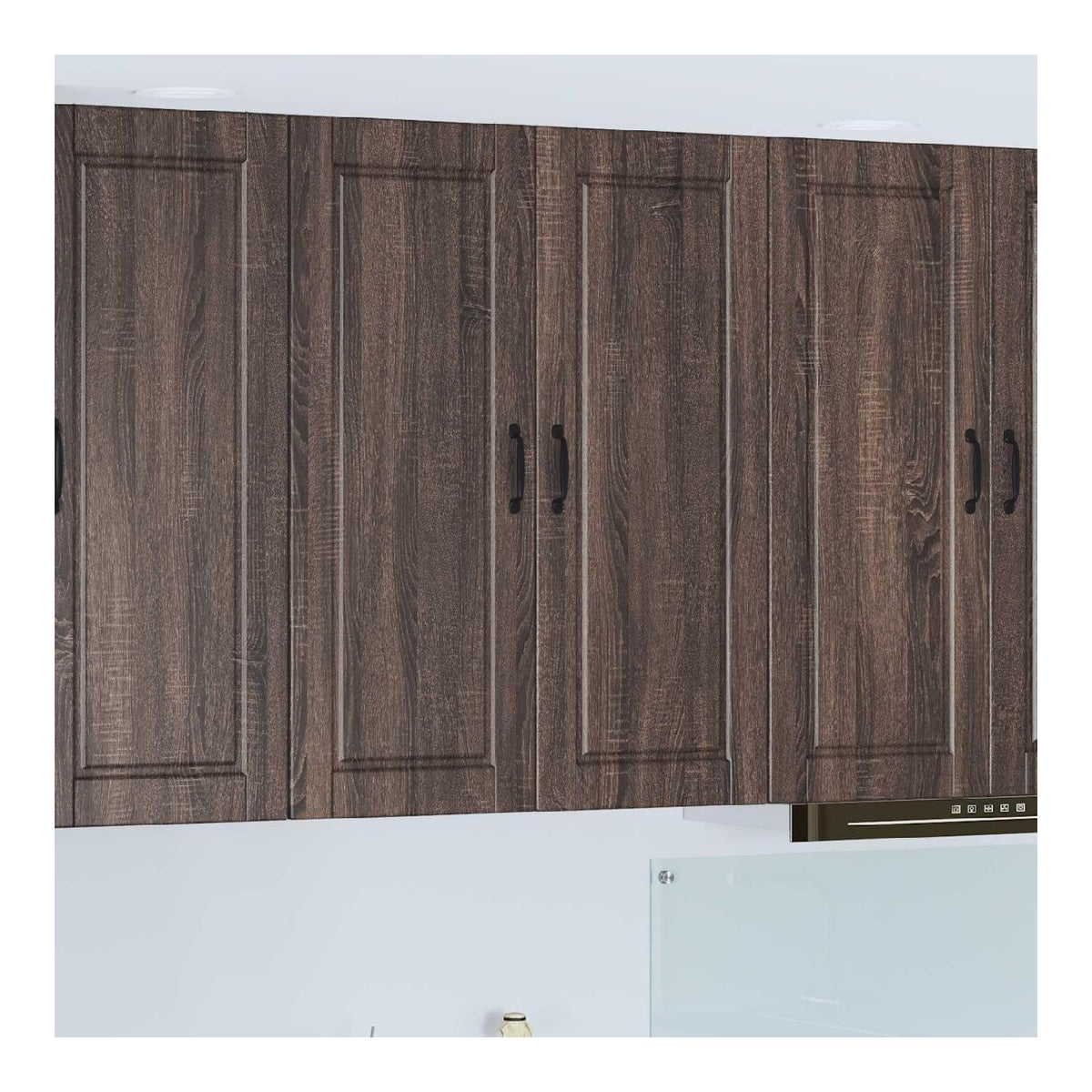 Wandschrank Porto in nussbaumfarben Eichen-Optik aus Spanplatte 80 x 31 x 100 cm mit 3 Regalen, 2 Turen, Wandhalterung geeignet fur Kuchenmobel, Vorratsmobel und Stauraum geeignet fur hohe
