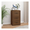 Sideboard Braun Eichen-Optik, 40x33x70 cm Holzwerkstoff, mit 3 Schubladen, Robustes Schlafzimmer-Mobel fur organisierten Stauraum