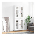 Highboard Wei Holzwerkstoff 69,5x34x180 cm mit Metallfu en Stauraum Sideboard Buffet Cabinet fur Wohnzimmer und Esszimmer stabil und elegant