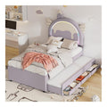 Einhorn Kinderbett 90 x 200 cm mit Rollbett & Schubladen, Violett