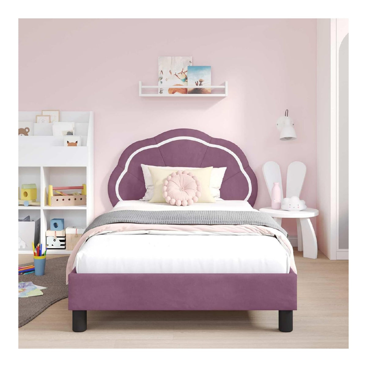 Bettgestell fur Kinder, Violett, 80 x 200 cm, Samt