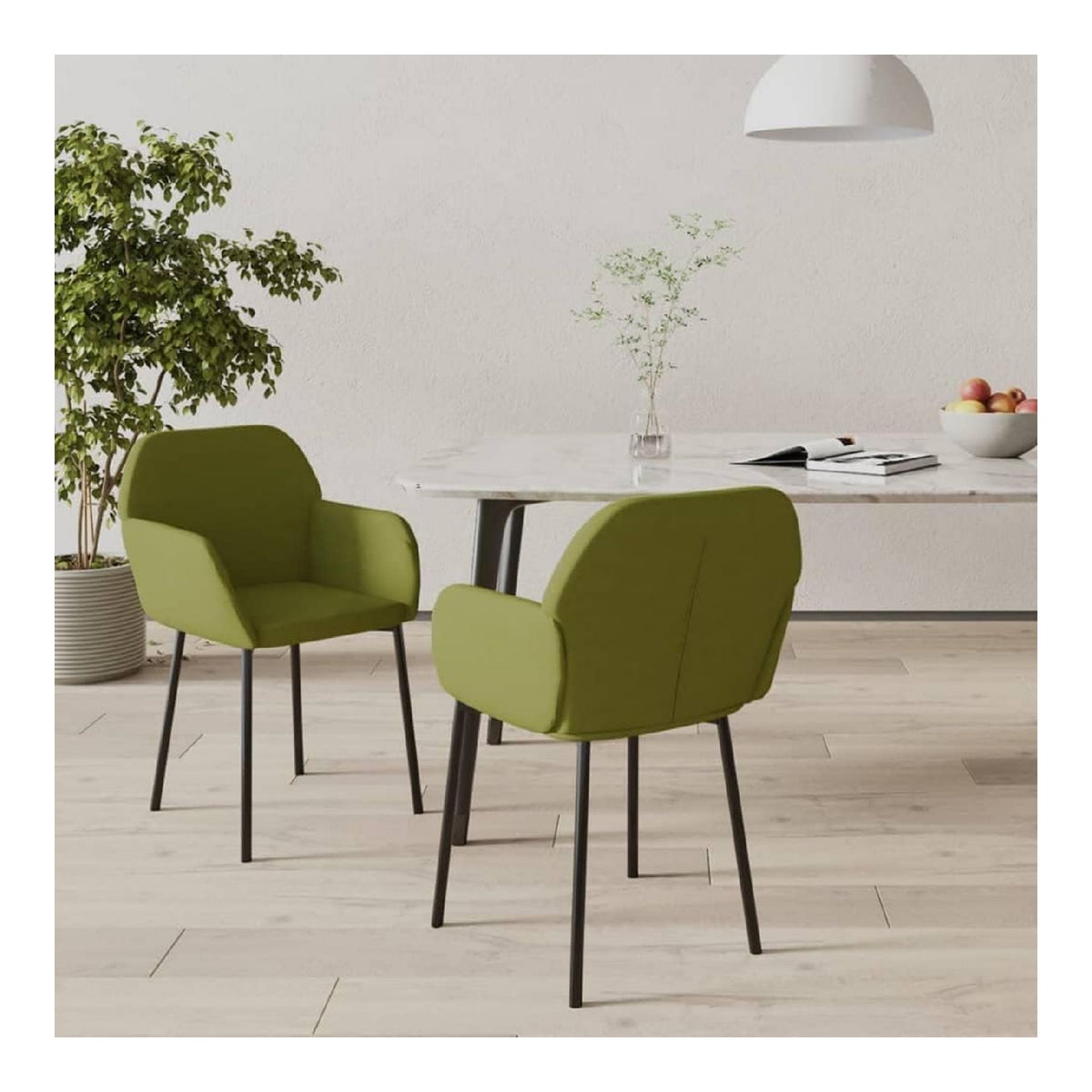 Esszimmerstuhle 2 STK. Hellgrun Samt,Grun,11.25KG