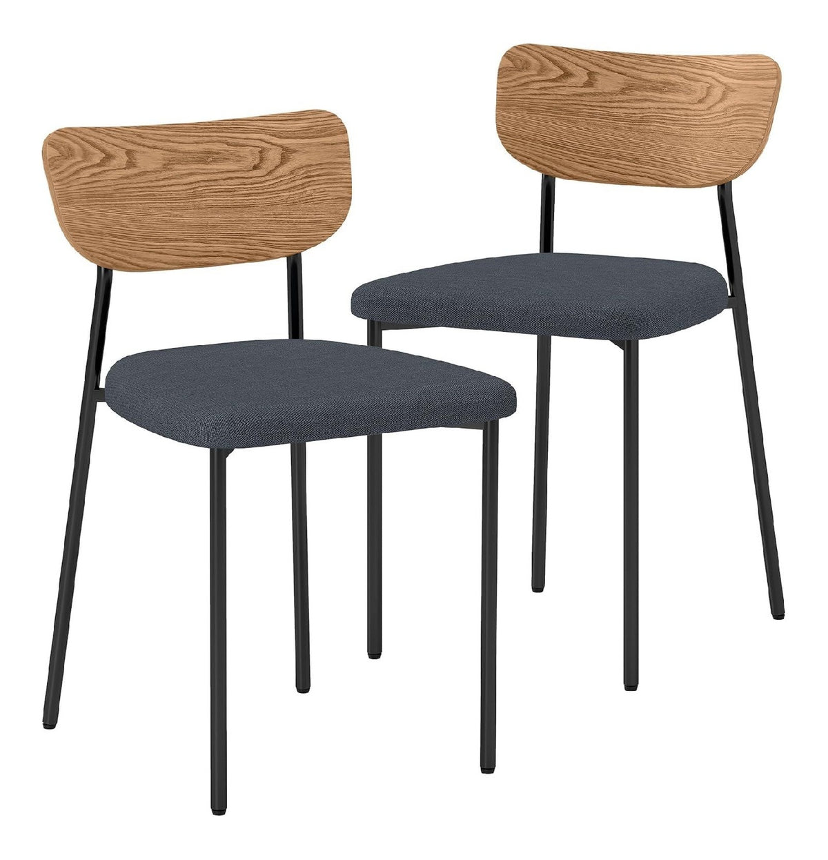 Esszimmerstuhle 2er-Set Kuchenstuhl Ruckenlehne Leinenoptik Grau