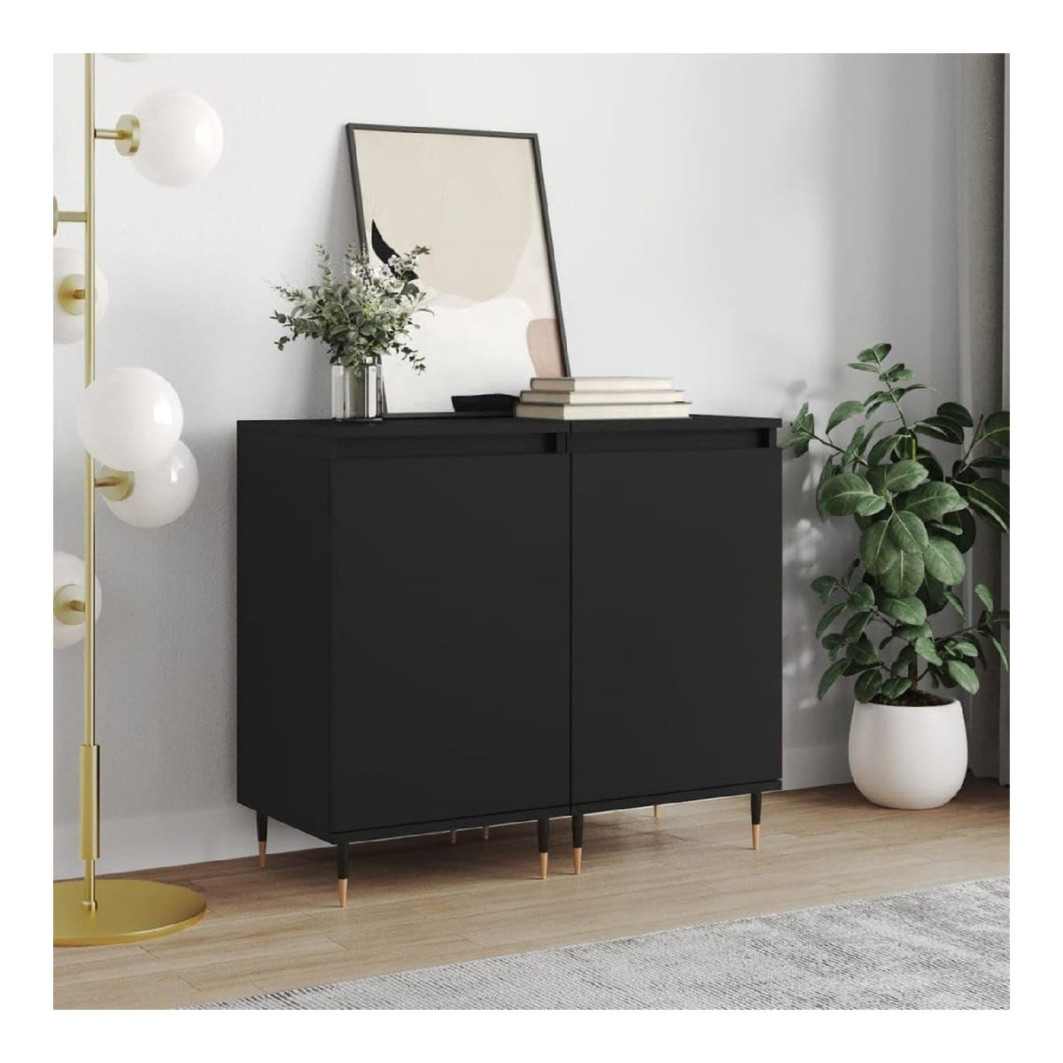 Schranke & Aufbewahrung, Buffets & Sideboards, Heim-Sideboards, 2 Stuck, Schwarz, 40 x 35 x 70 cm, Holzwerkstoff