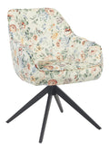 B&D home ARVIT Esszimmerstuhl Drehbar - mit Armlehnen, 360 Drehfunktion, Stoff in Exklusivem Blumenprint, Metallgestell Schwarz, Komfortabel Gepolstert