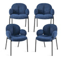 Esszimmerstuhle 4er Set Dunkelblau mit Armlehne - Moderne Polsterstuhle mit Hoher Lehne,Metallgestell,Hohenverstellbare Fu e,Chenille Kuchenstuhle fur Wohnzimmer,Esszimmer,Schlafzimmer