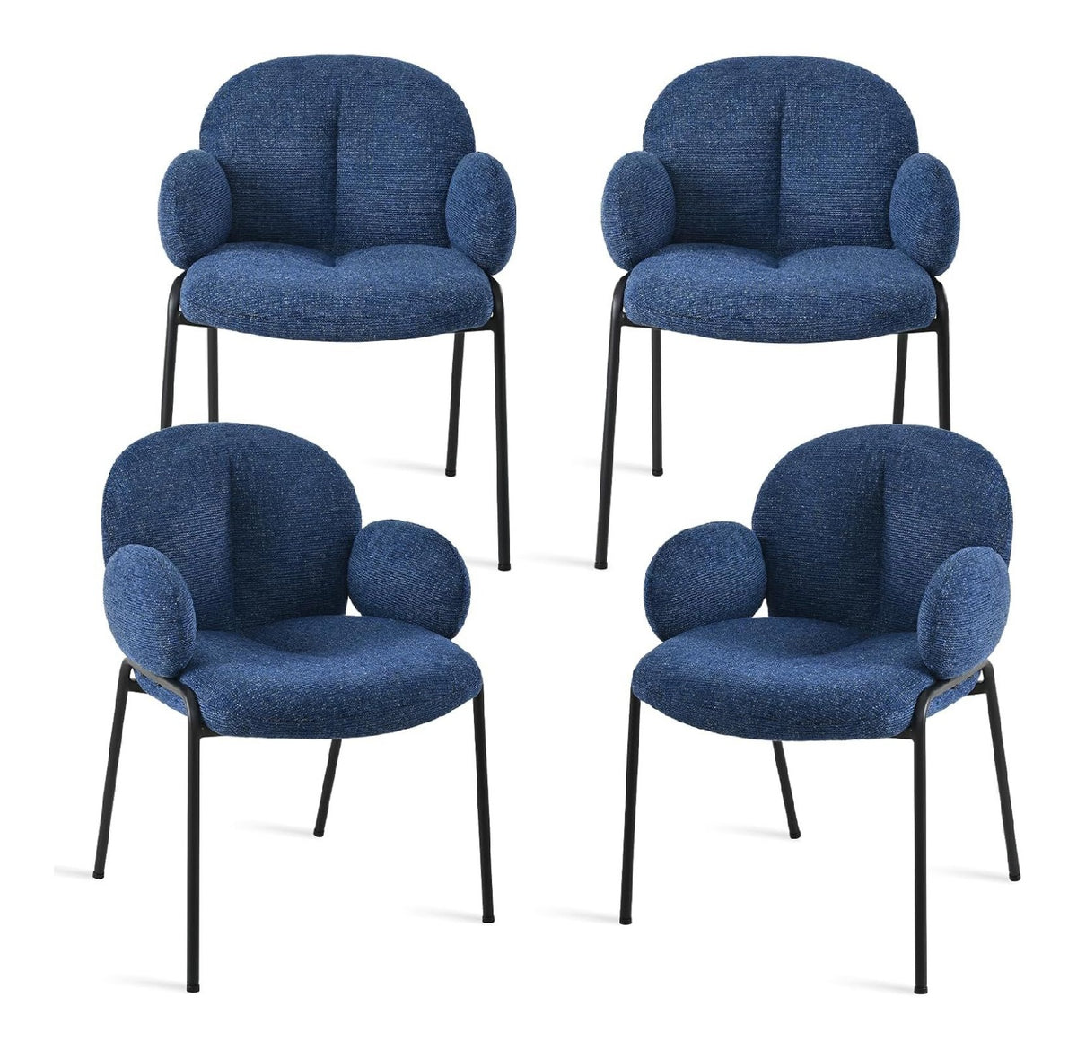 Esszimmerstuhle 4er Set Dunkelblau mit Armlehne - Moderne Polsterstuhle mit Hoher Lehne,Metallgestell,Hohenverstellbare Fu e,Chenille Kuchenstuhle fur Wohnzimmer,Esszimmer,Schlafzimmer