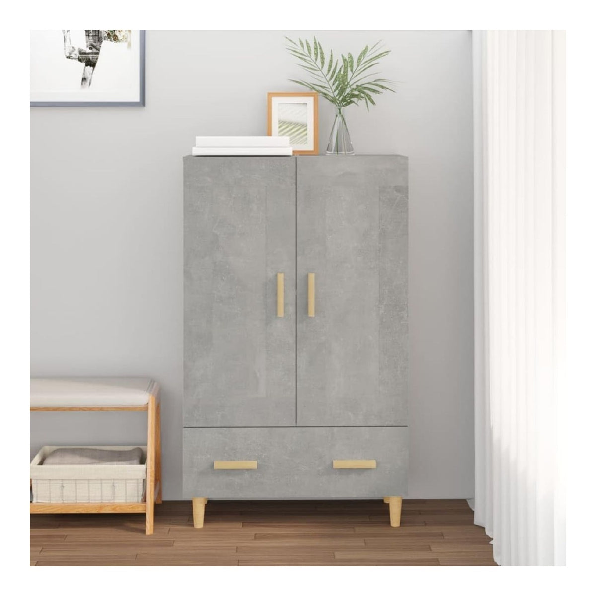 Schranke & Aufbewahrung-Buffets & Sideboards-Highboard Betongrau 70x31x115 cm Holzwerkstoff