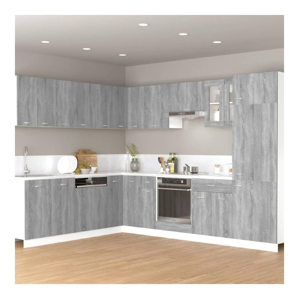 Klapphangeschrank mit Tur Kuchenhangeschranke Kuchenschrank Kuche Hangeschrank Kuchenmobel Oberschrank Kuchenschrank Modern Grau Sonoma 60x31x40 cm Holzwerkstoff