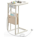 Beistelltisch in C-Form mit Ladestation, Stofftasche und verstellbaren F¨¹?en,