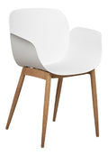 Esszimmerstuhle 2er Set aus Kunststoff wei /Heller Holzfarbton modern Abilene
