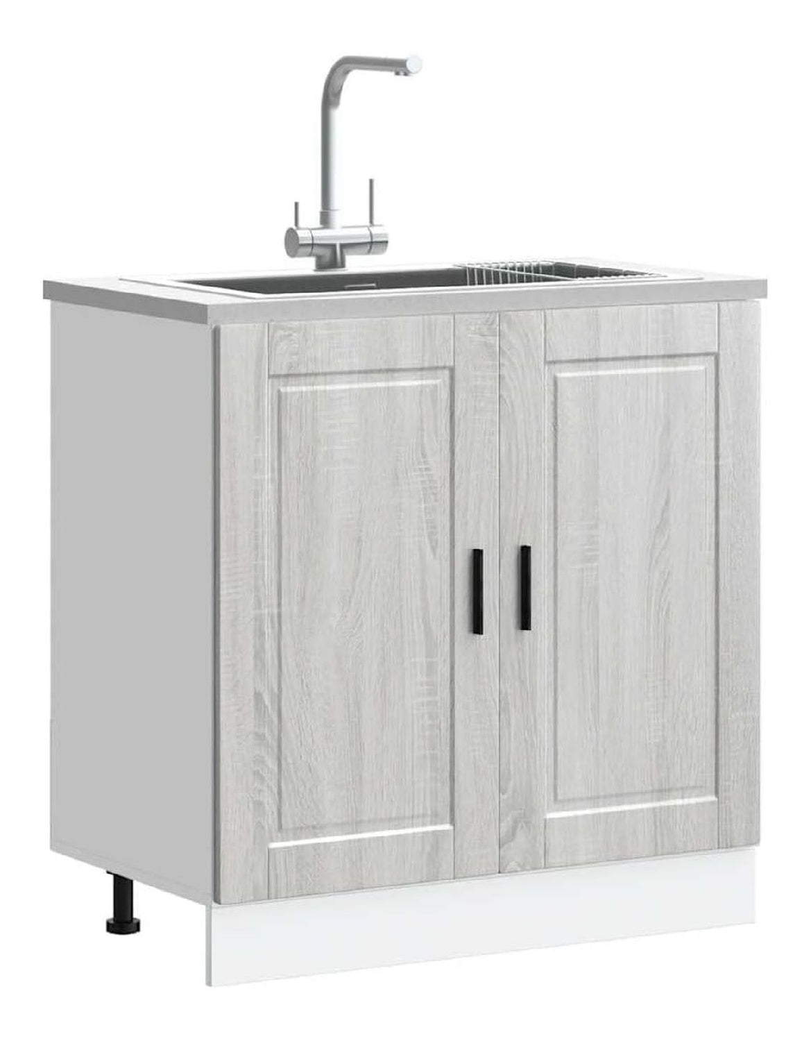 Unterschrank mit Tur Kuchenunterschrank Sideboard Kuche Organizer Kuchenschrank mit Viel Stauraum Kuchenmobel Aufbewahrungsschrank Grau Sonoma 80x46x81,5 cm Holzwerkstoff