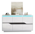 Sideboard Buffetschrank mit 3 Turen und Verstellbare Boden, Beistellschrank Aufbewahrungsschrank Kuchenschrank fur Wohn-, Esszimmer und Kuche, 140 x 40 x 76 (Wei +Schwarz)