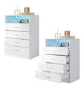 SONNI Kommode 2er-Set mit 4 Schubladen, Sideboard, Schubladenschrank, Kleiderschrank, modern Mobel mit Schubladen fur Ihr Schlafzimmer, 60 x 40 x 83 cm, Wei .