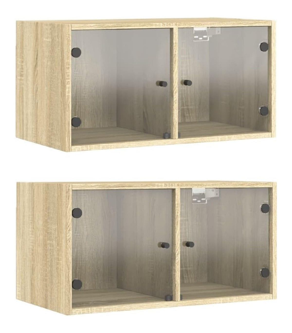 Wandschranke mit Glasturen 2 STK. Sonoma-Eiche 68,5x37x35 cm