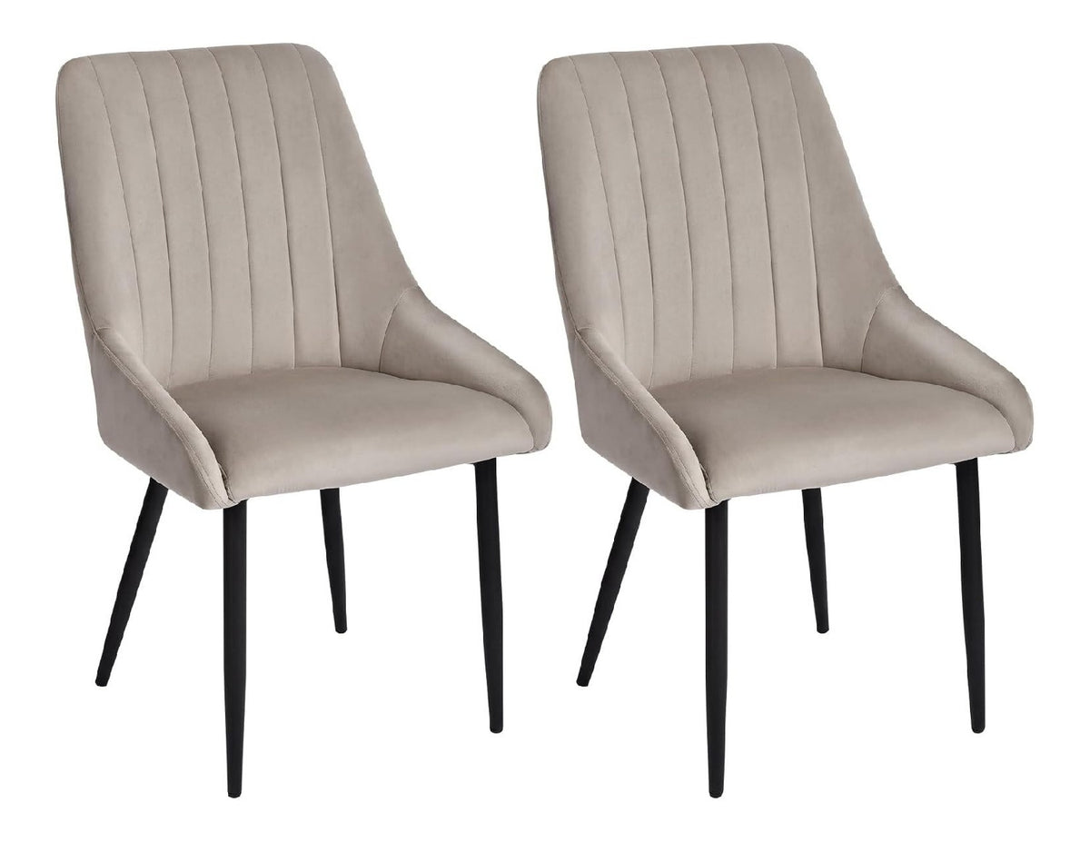 Duhome 2er Set Esszimmerstuhl aus Samt, Kuchenstuhl Polsterstuhl Retro Design mit Ruckenlehne Metallbeine fur Esszimmer Kuche Wohnzimmer Schlafzimmer, Khaqi