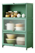 Grunes Bambus-Sideboard mit transparenter Tur, hohen Schrankfu en fur Kuchenaufbewahrung & Backerregal - fur Kuche, Wohnzimmer, Flur, Aufbewahrungsschrank