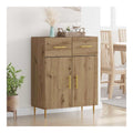 Sideboard Artisan-Eiche 69,5 x 34 x 90 cm Holzwerkstoff Modernes Design mit Schubladen Stauraum Schrank fur Wohnzimmer Esszimmer Kuchenmobel mit Turen Goldbeinen Standregal Mobelstuck