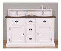 Landhausstil Doppelwaschtisch Wei /Dunkelbraun 147 x 51 x H. 110 cm - Massivholz Waschbeckenschrank - Badezimmer Mobel im Landhausstil