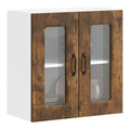 Kuchen-Hangeschrank Kalmar aus Holzwerkstoff mit Glastur in Rauchereiche, 60 x 31 x 60 cm, moderner Kuchenschrank mit viel Stauraum, ideal fur Kuche, Sideboard und Vorratsschrank