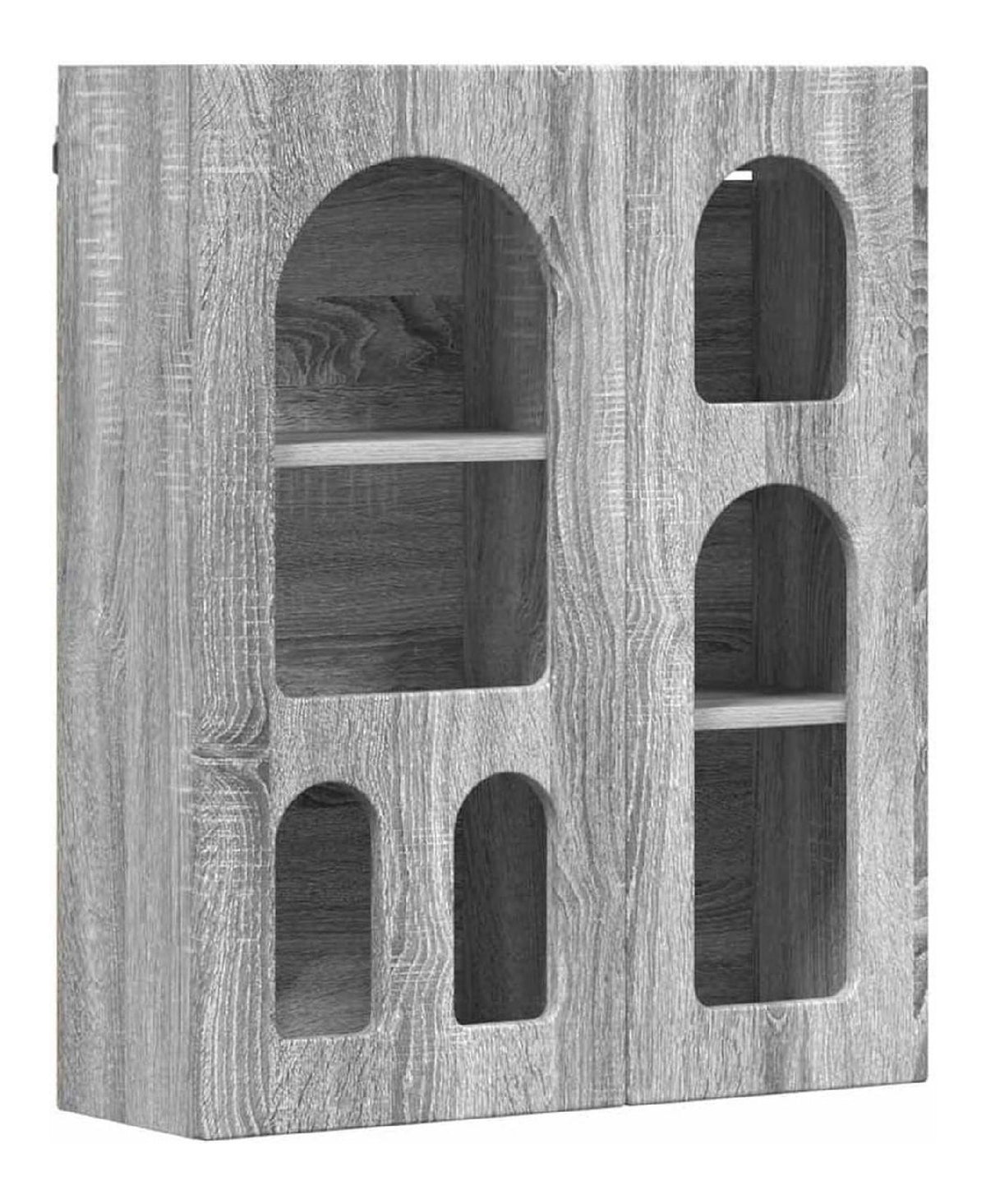 Hangeschrank 59 x 20 x 71,5 cm Sonoma-Grau aus Holzwerkstoff zur Wandmontage mit 6 offenen Regalen