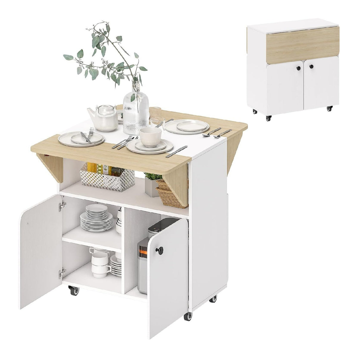 Esstisch Klappbar 2-4 Personen 70 x 83 x 75 cm Wei +Naturholz