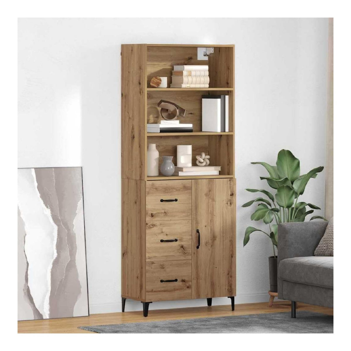 Hochwertiges Sideboard Artisan-Eiche 69,5 x 34 x 180 cm Holzwerkstoff modernes Design viel Stauraum vielseitige Nutzung langlebig