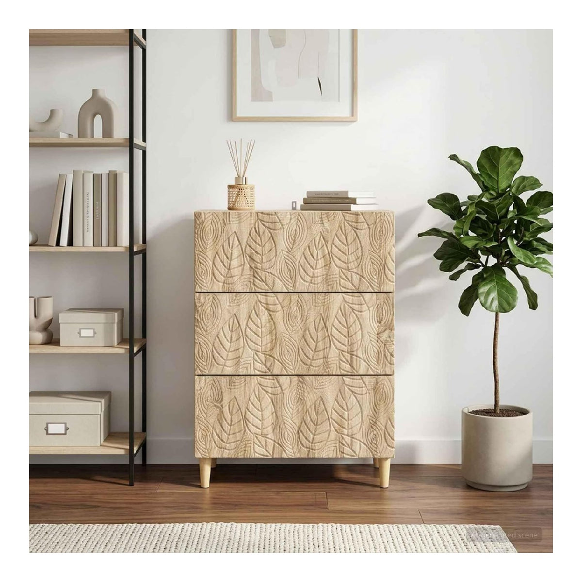 Schubladenschrank aus Holzwerkstoff Sonoma-Eiche 66 x 34,5 x 90 cm mit 3 Schubladen, vielseitiger Aufbewahrungsschrank fur Buro, Wohnzimmer, Flur, Kuche, Stauraum und Ordnung
