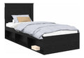 Bettrahmen Schwarz 75 x 190 cm aus massivem Kiefernholz mit Lattenrost, langlebiges Bettgestell, modernes fur Schlafzimmer, einfache Reinigung, geeignet fur Einzelbett, stabil