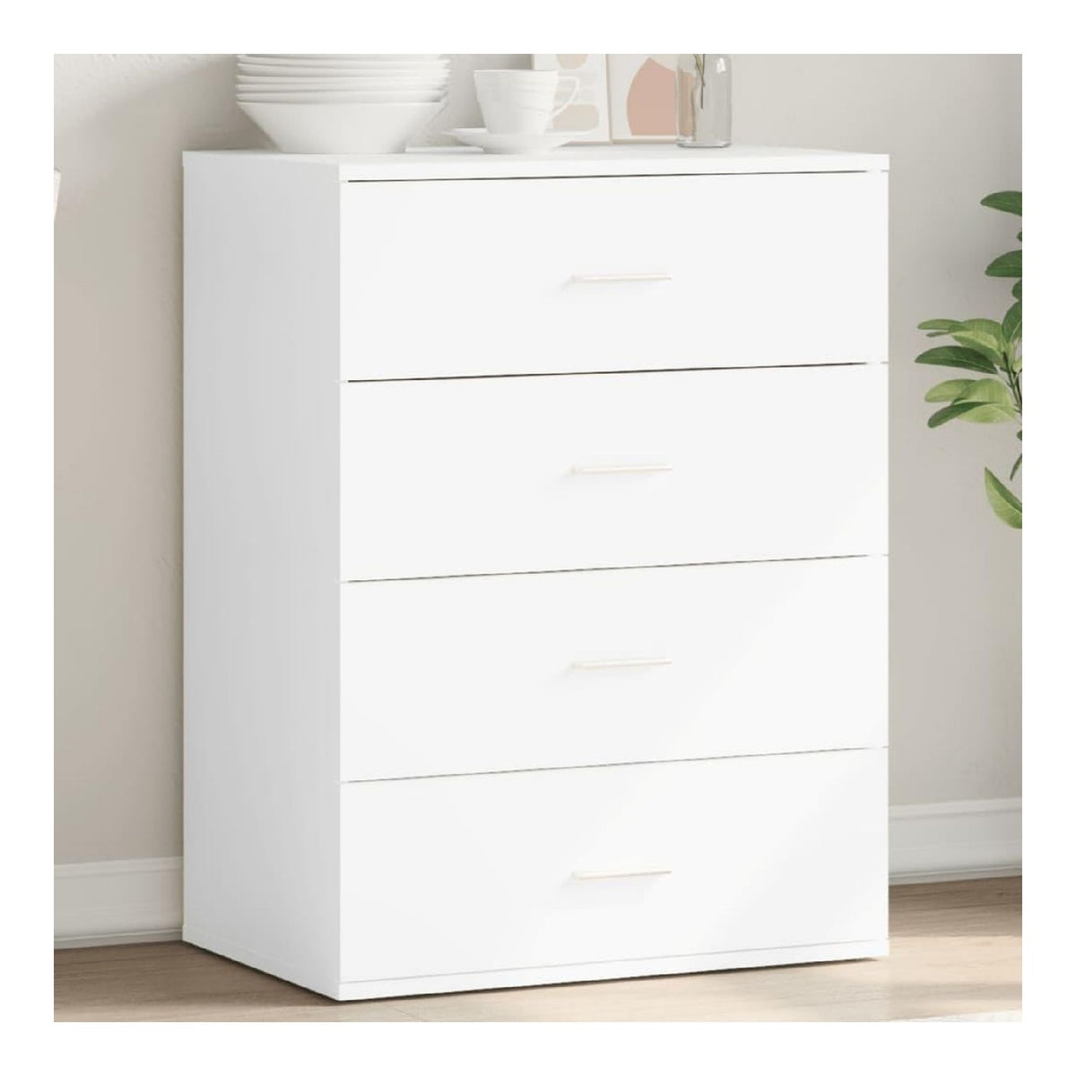 Sideboard Weiss 60x39x80 cm Holzwerkstoff Standschrank mit viel Stauraum Wohnzimmermoebel Schrank Moderne Aufbewahrung Fuer Buecher Dekoration Flur Schlafzimmer