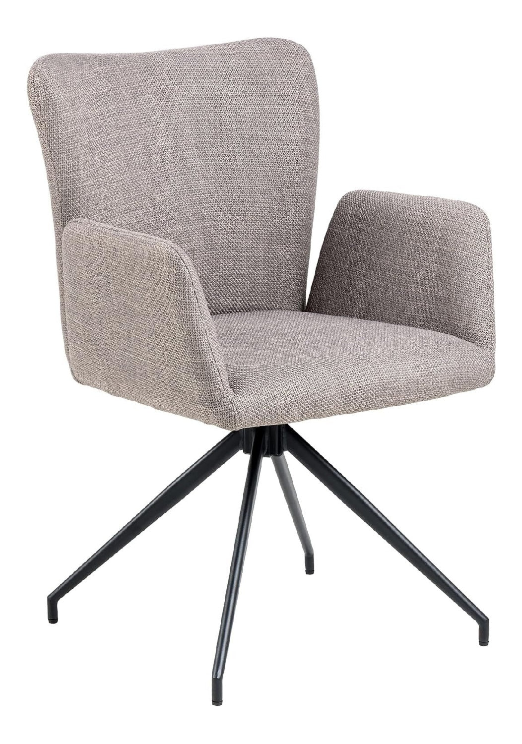 AC Design Furniture Laurikke Esszimmerstuhle 2er Set in Hellgrau-Braun, Kuchenstuhle mit Drehfunktion, Polsterstuhle in Strukturstoff und Schwarzem Metallfu , elegante Akzentstuhle, Esszimmermobel