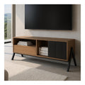 TV-Rack HWC-O40 MDF Metall Melamin 49x120x40cm - Natur